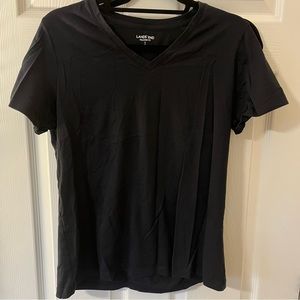 Lands' End - Women's Relaxed Fit - Supima Cotton, Black V-neck T-Shirt - Small